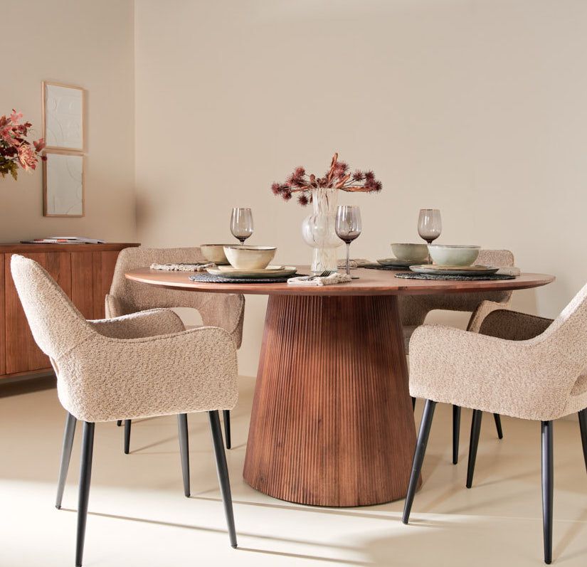 Eettafel Mokka Rond | Lichtbruin
