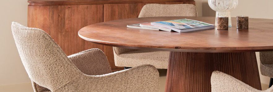 Eettafel Mokka Rond | Lichtbruin