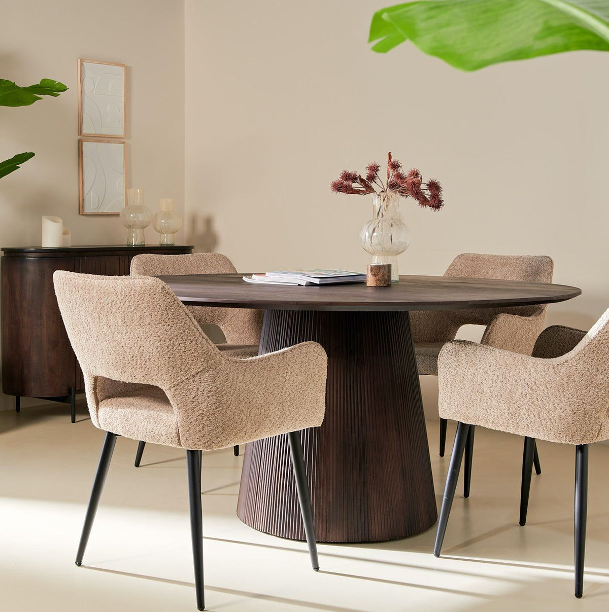 Eettafel Mokka Rond | Donkerbruin