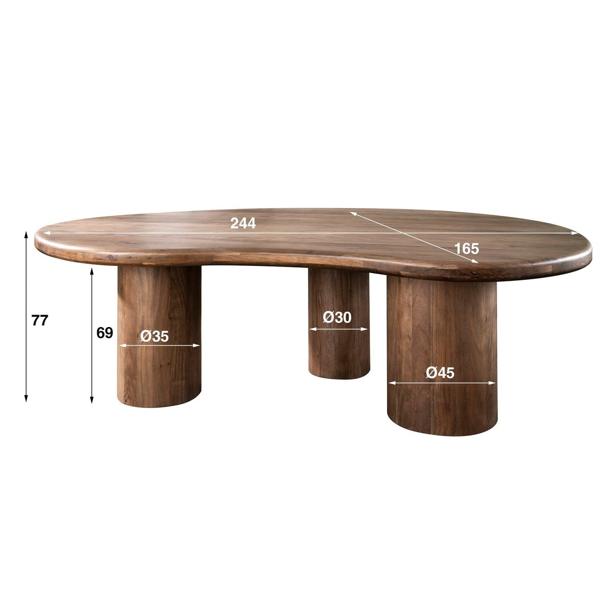 Eettafel Sculpture Organisch gevormd | Massief acacia brown