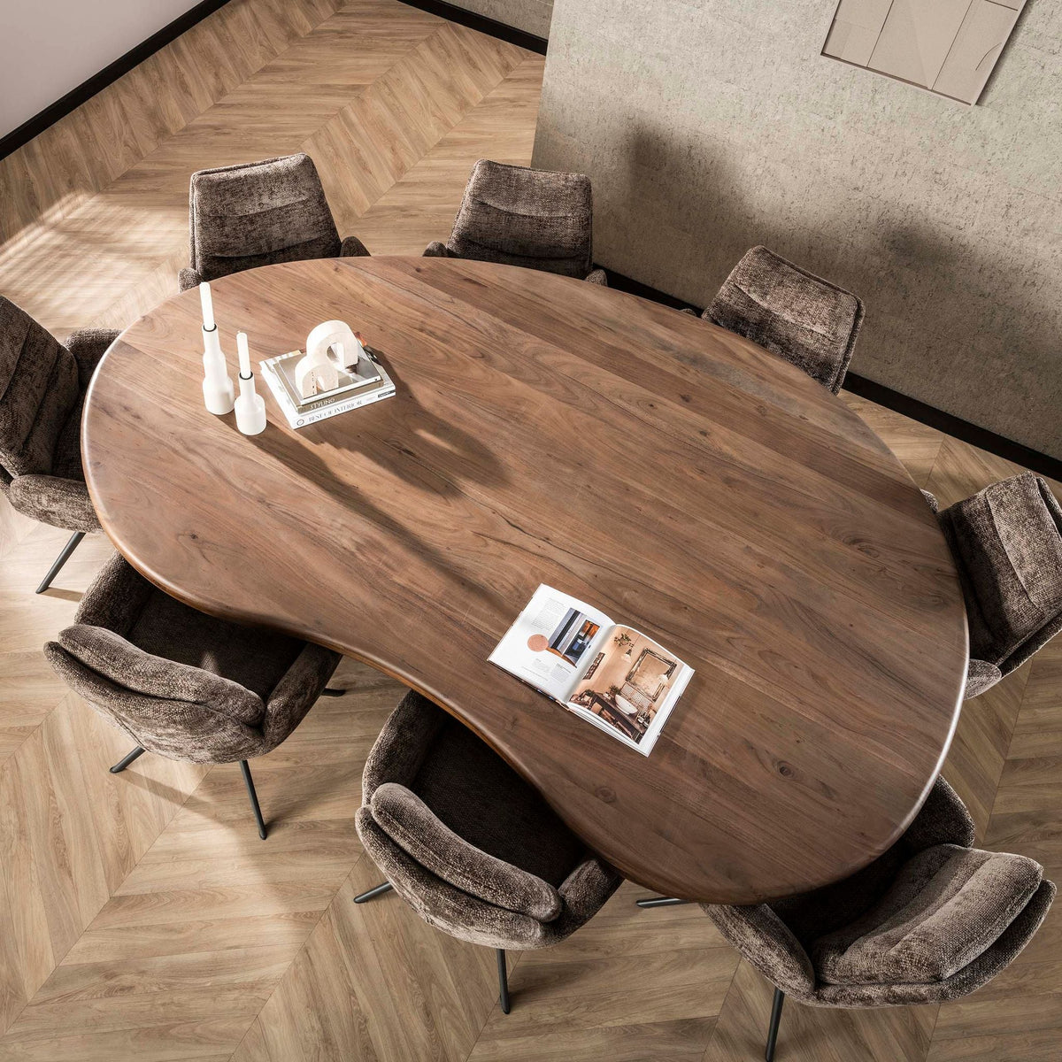 Eettafel Sculpture Organisch gevormd | Massief acacia brown