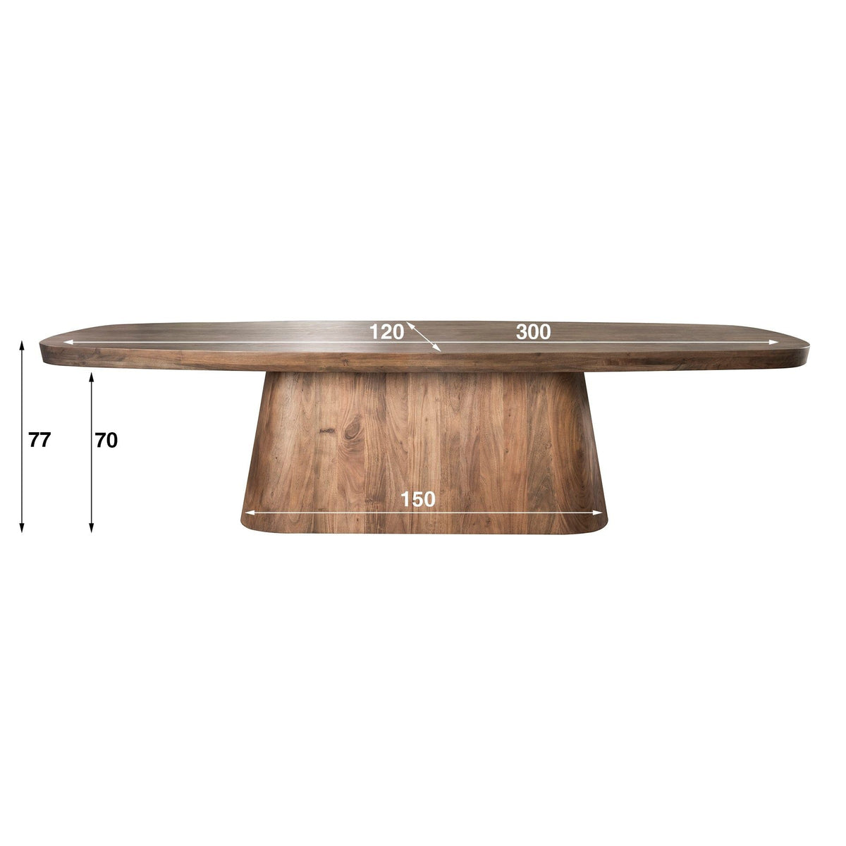 Eettafel Arcadia Ovaal | Massief acacia brown