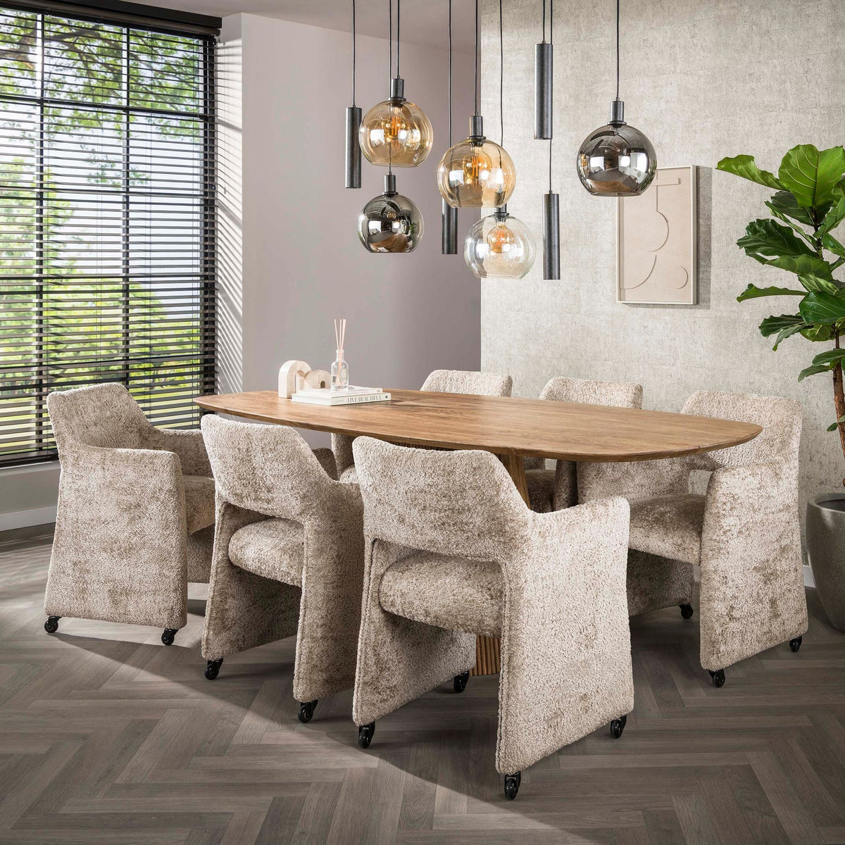 Eettafel Wave Centro Ovaal | Massief mango zand