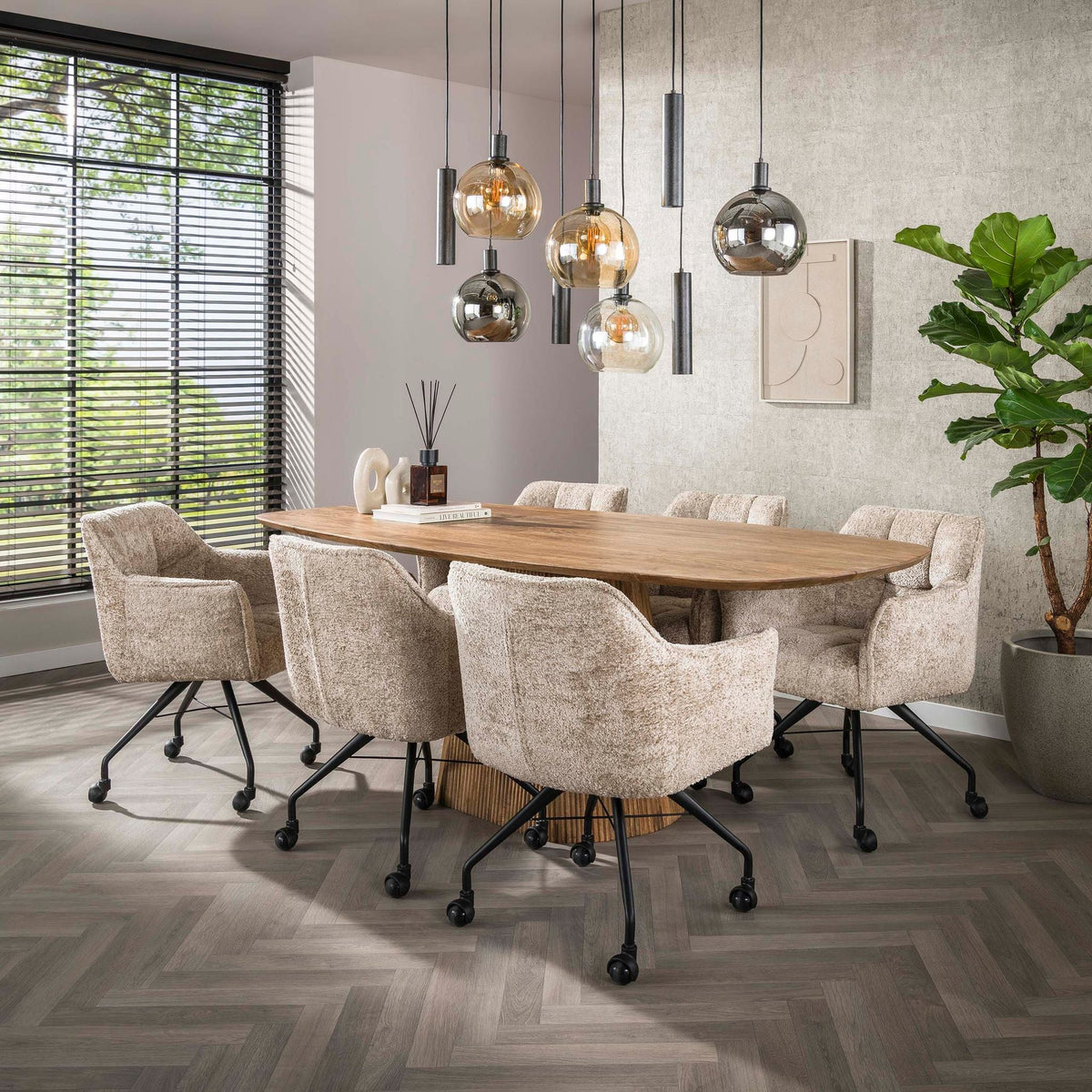 Eettafel Wave Centro Ovaal | Massief mango zand