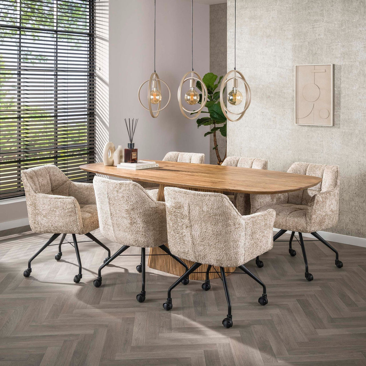 Eettafel Wave Centro Ovaal | Massief mango zand