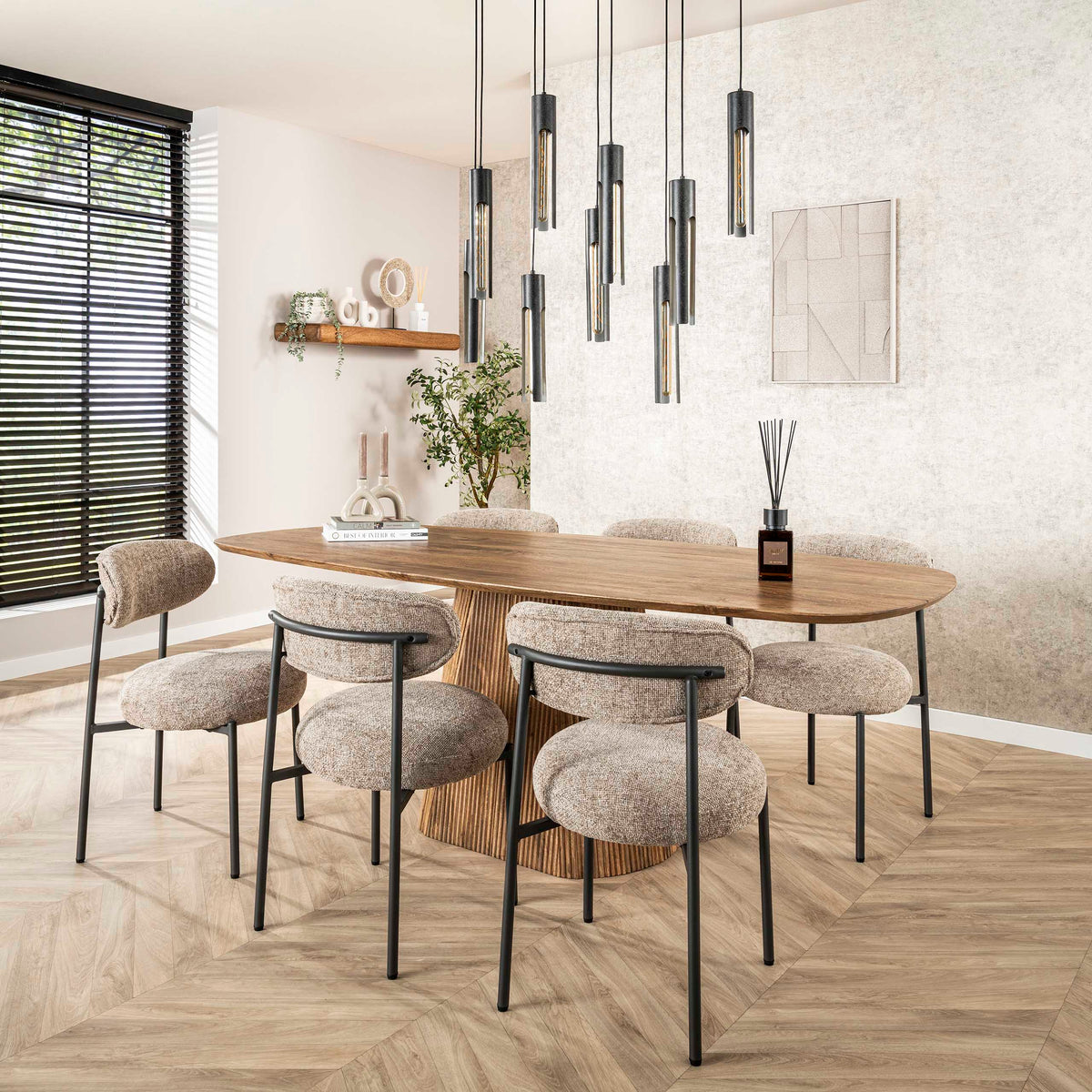 Eettafel Wave Centro Ovaal | Massief mango zand