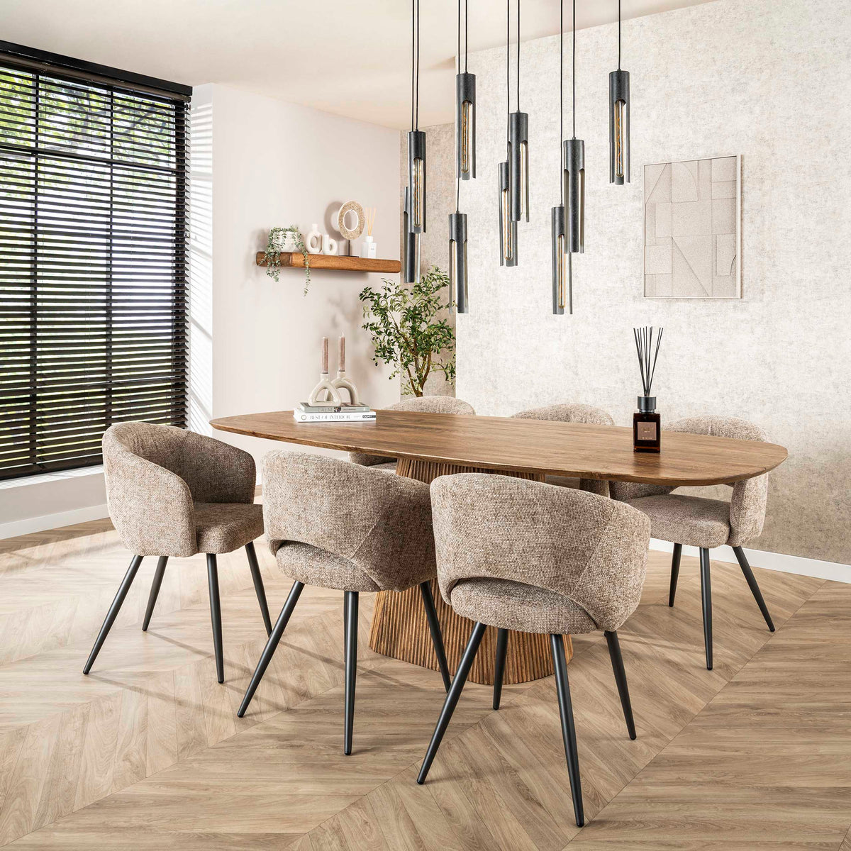 Eettafel Wave Centro Ovaal | Massief mango zand