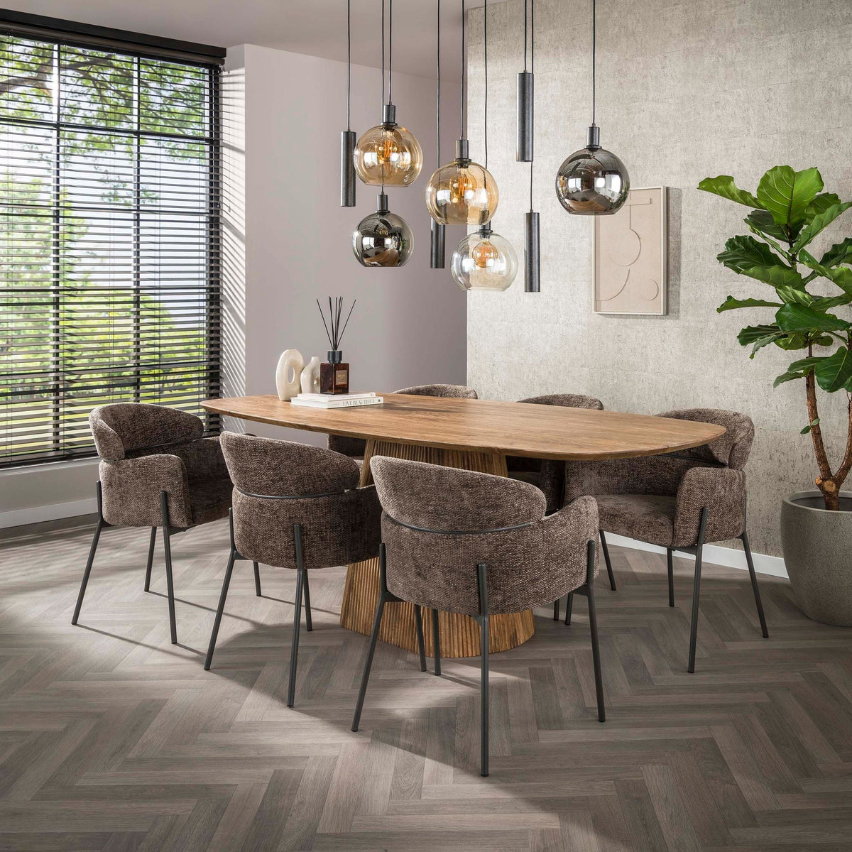 Eettafel Wave Centro Ovaal | Massief mango zand