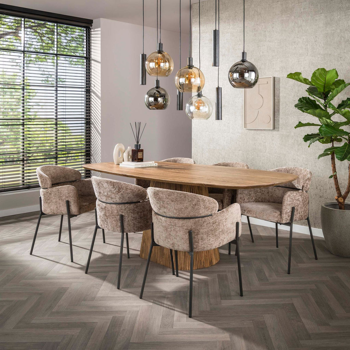 Eettafel Wave Centro Ovaal | Massief mango zand