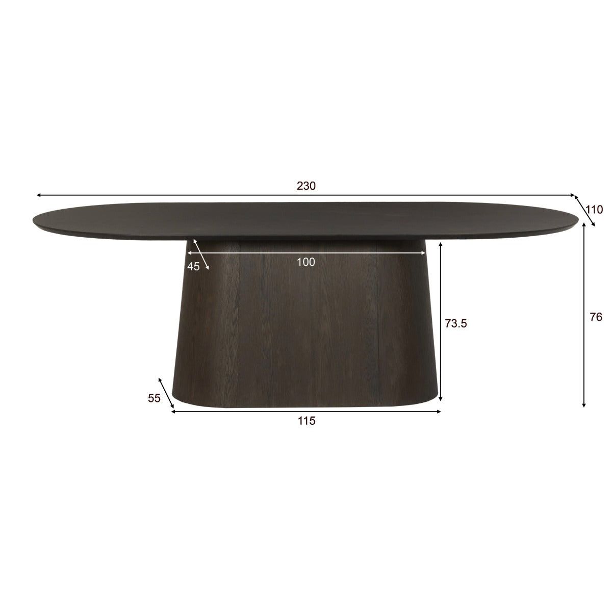 Eettafel Novero Ovaal | Espresso