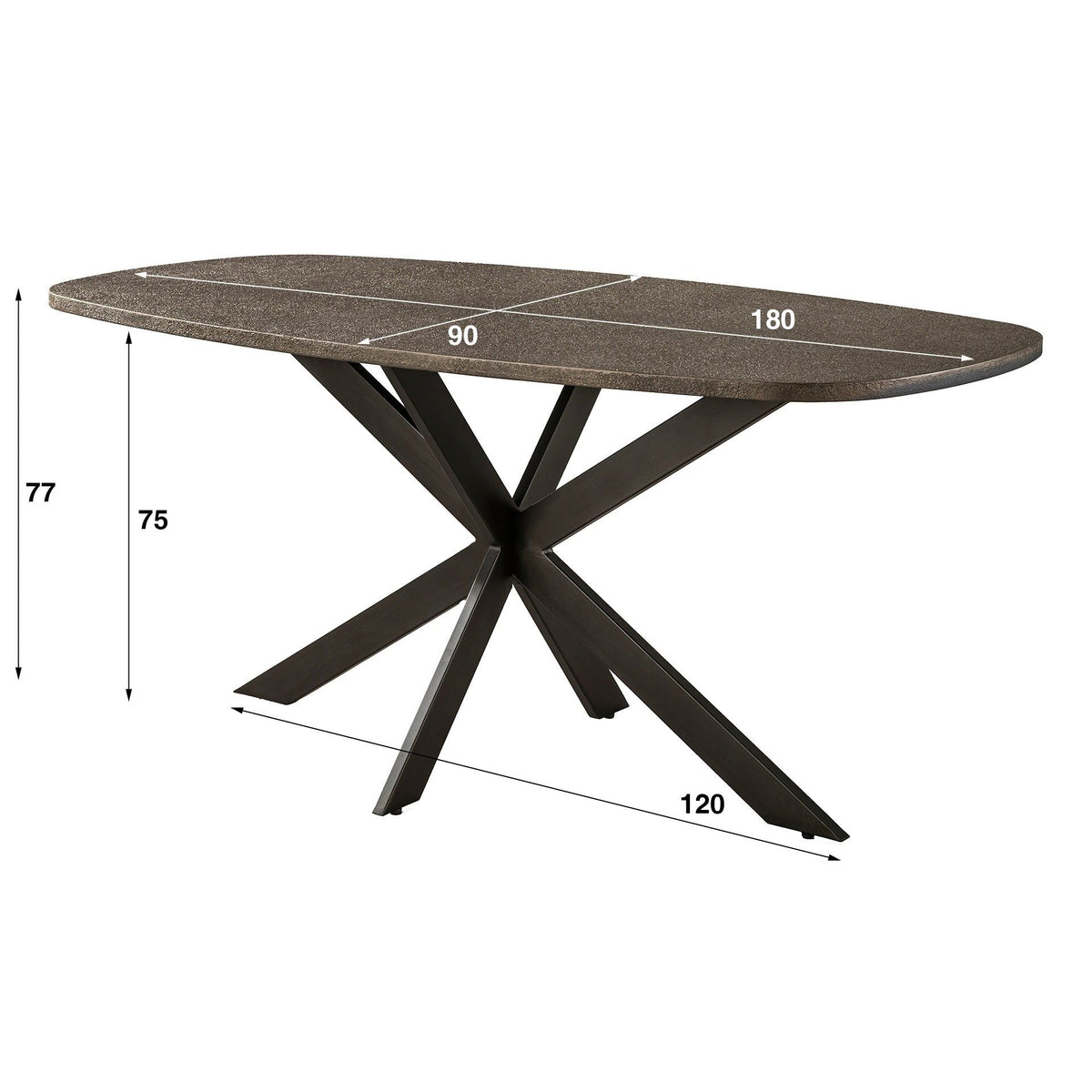 Eettafel Bronvik Ovaal | Brons liquid metal