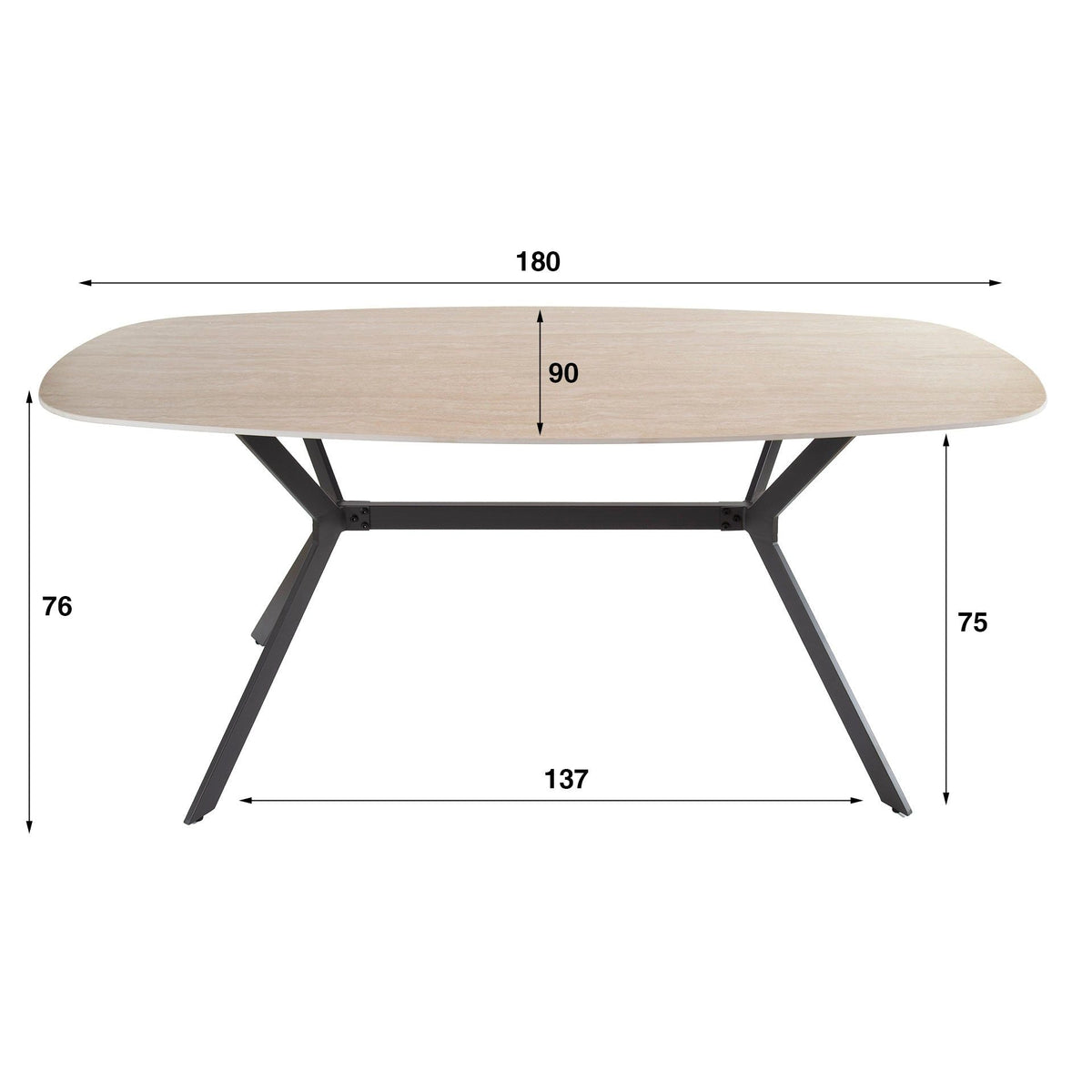 Eettafel June Ovaal | Keramiek travertin