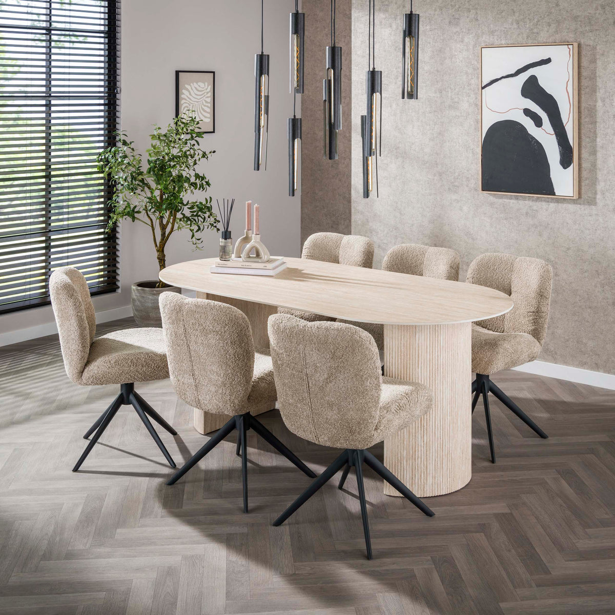 Eettafel Arch Ovaal 180cm | Keramiek travertin