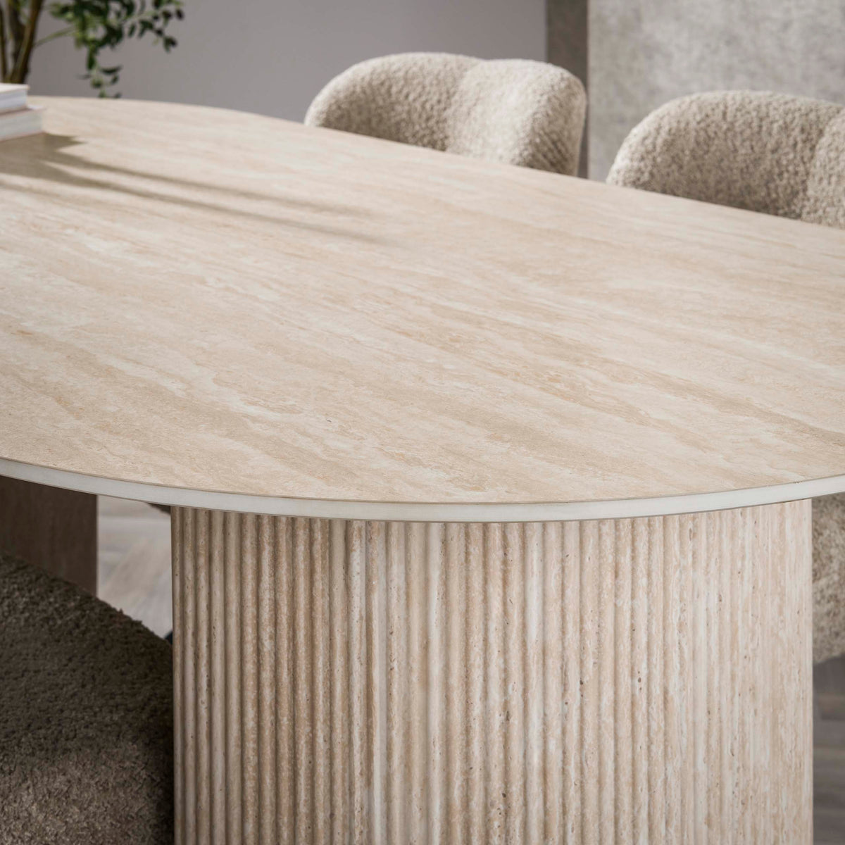 Eettafel Arch Ovaal 180cm | Keramiek travertin