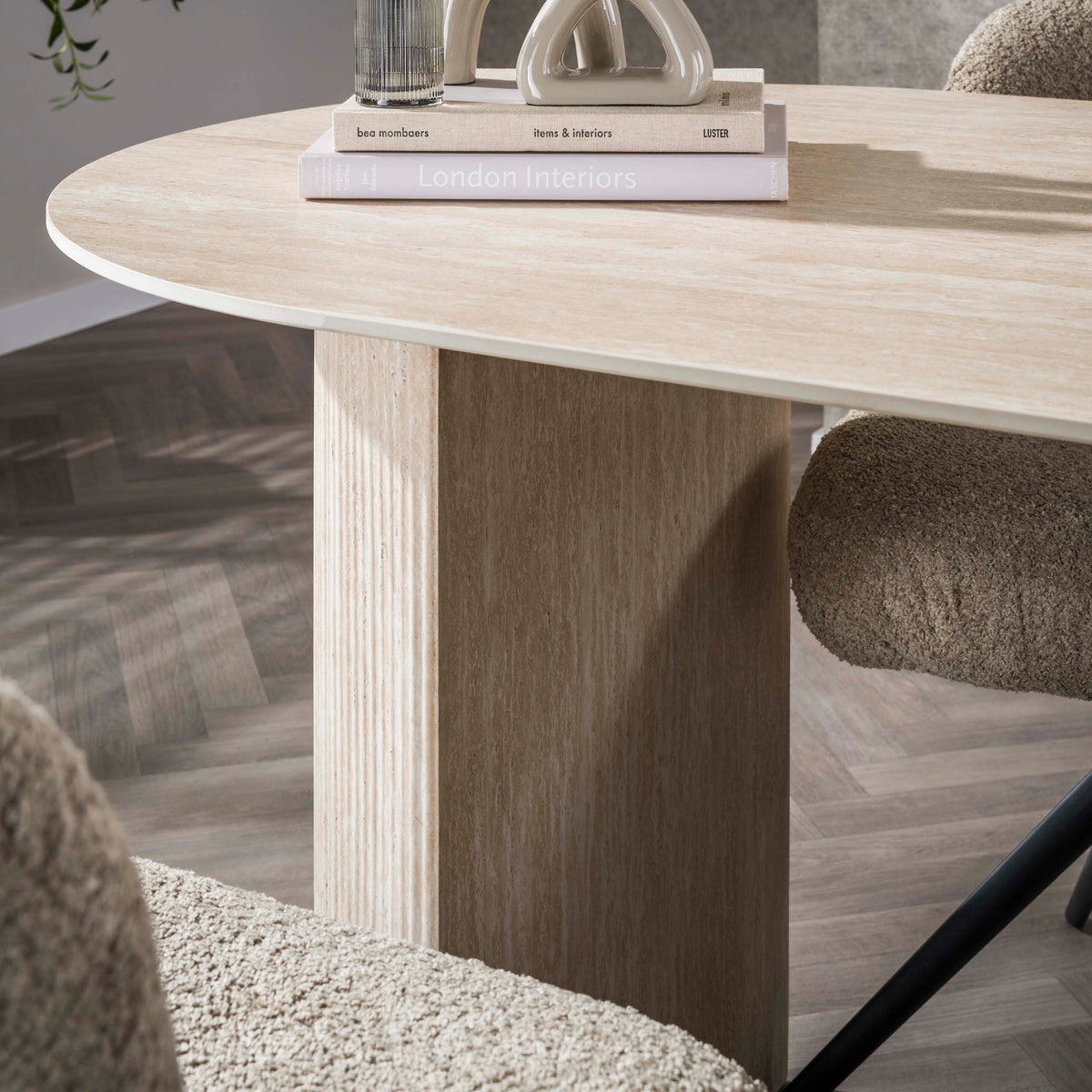 Eettafel Arch Ovaal 180cm | Keramiek travertin