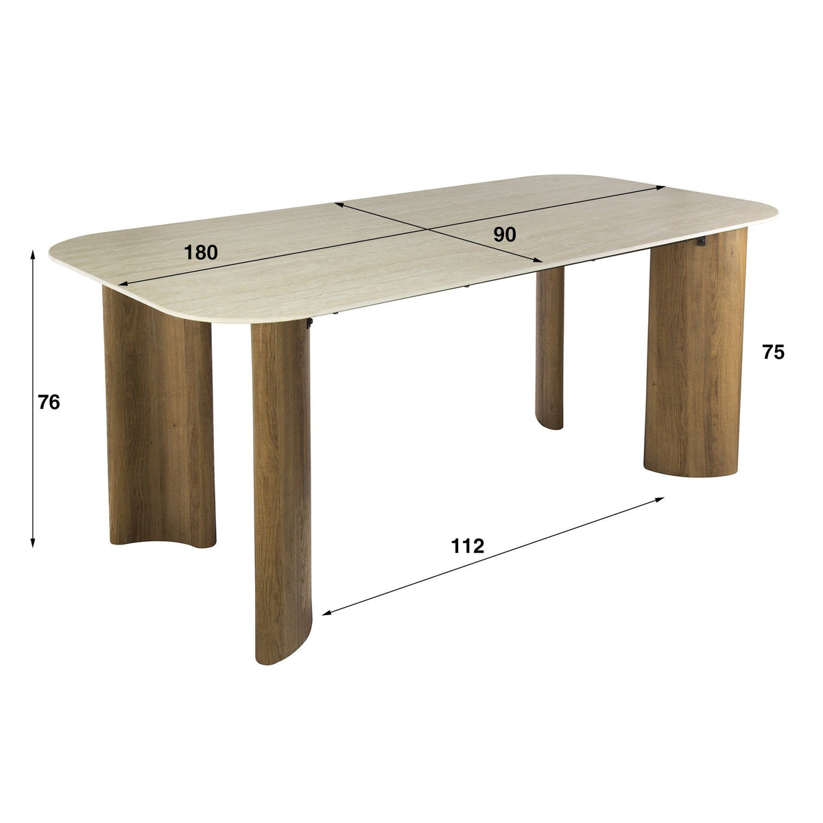 Eettafel Curvo Ovaal | Keramiek travertin
