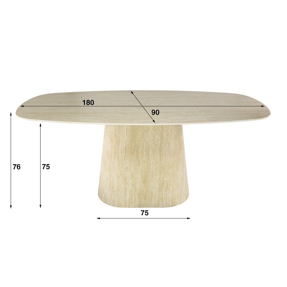 Eettafel Centro Ovaal | Keramiek travertin