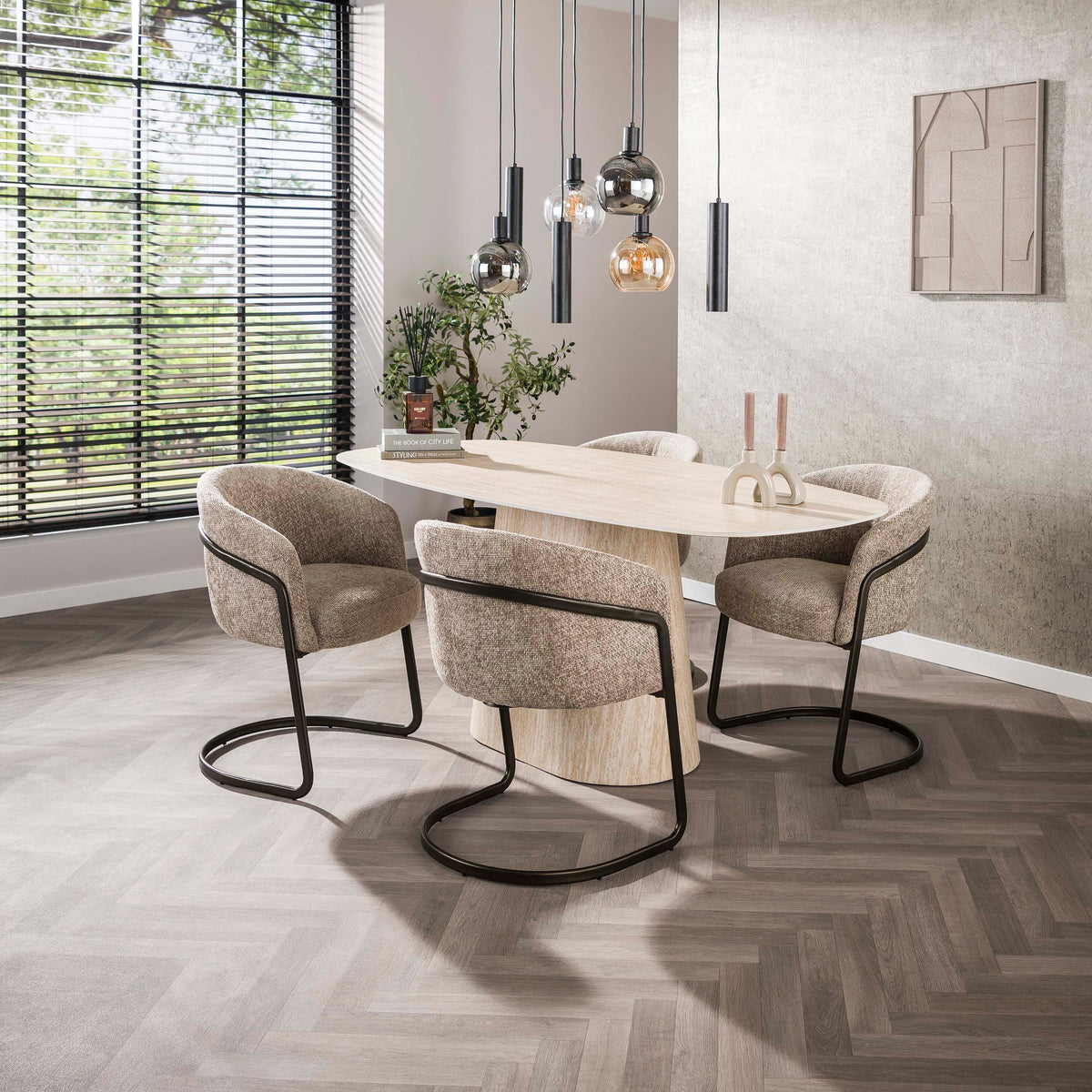 Eettafel Centro Ovaal | Keramiek travertin