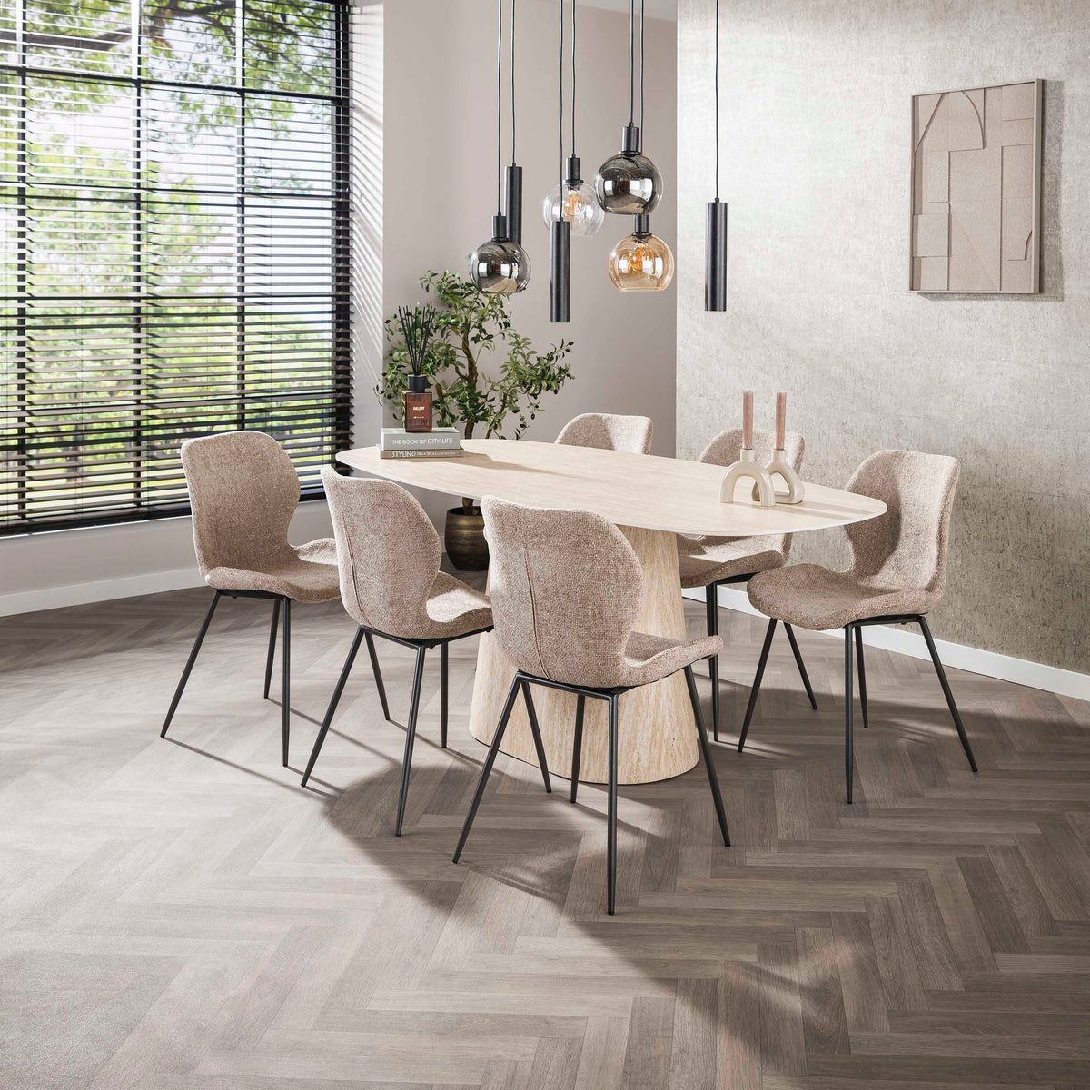 Eettafel Centro Ovaal | Keramiek travertin