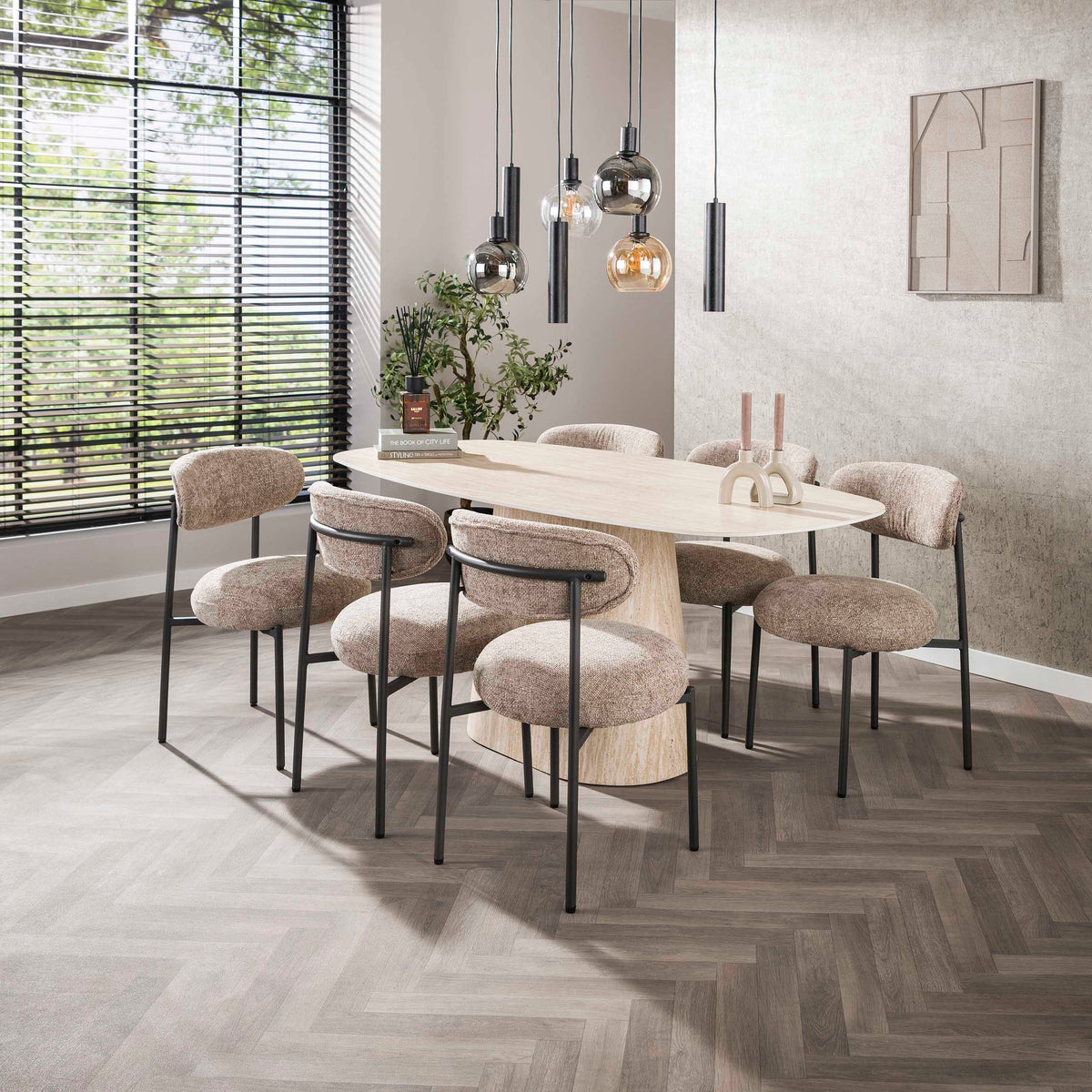Eettafel Centro Ovaal | Keramiek travertin