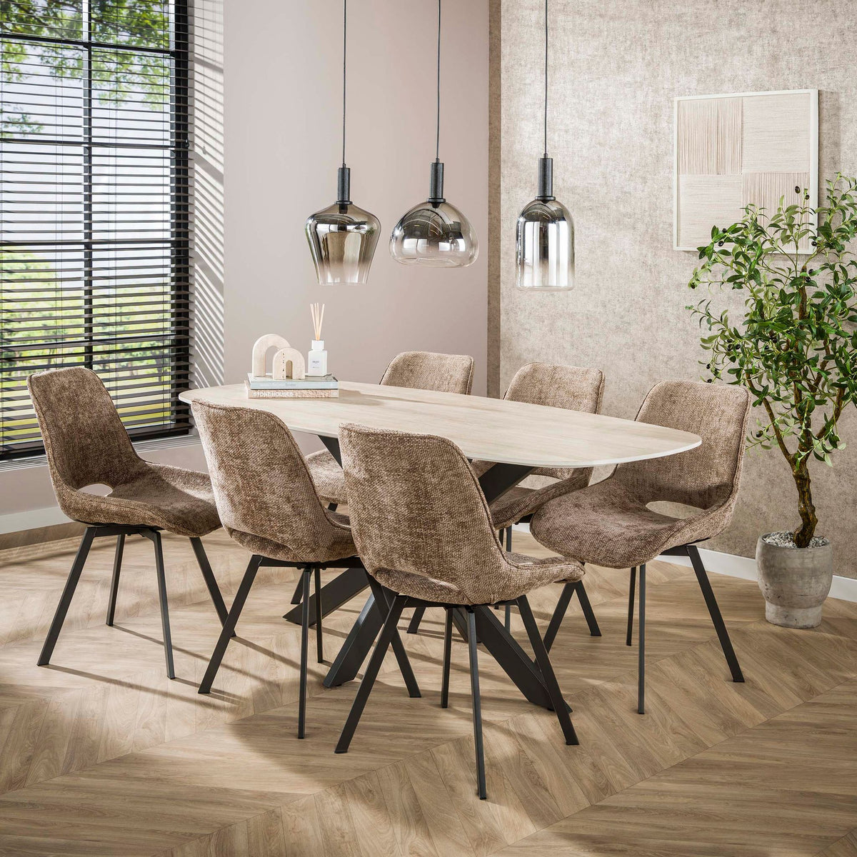 Eettafel Romano Ovaal | 3D keramiek travertin