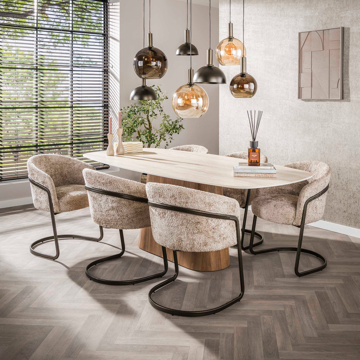 Eettafel Centro Ovaal | 3D keramiek travertin