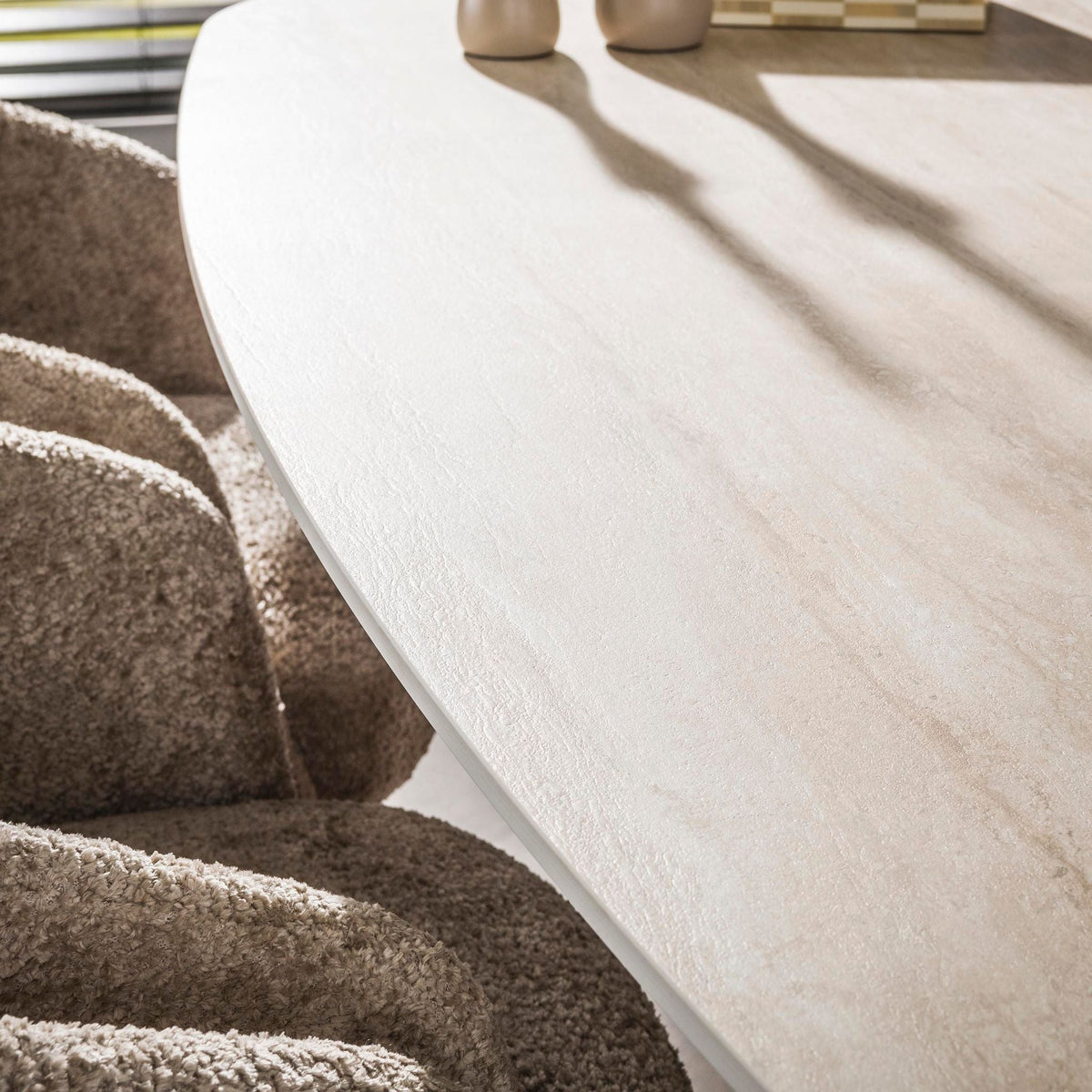 Eettafel Centro Ovaal | 3D keramiek travertin
