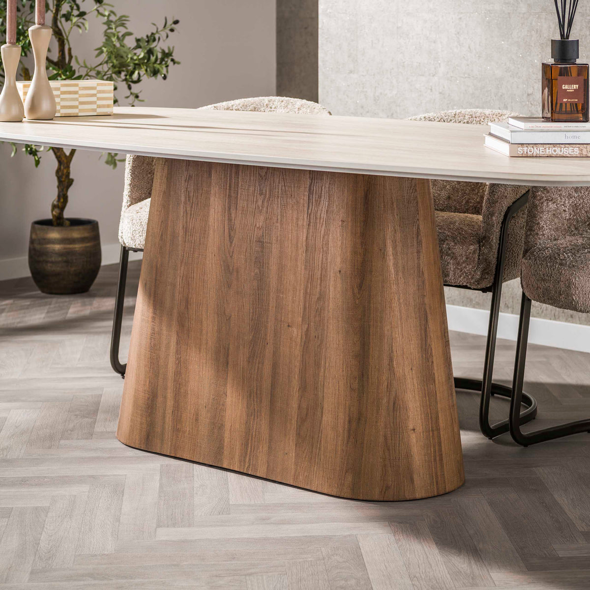 Eettafel Centro Ovaal | 3D keramiek travertin