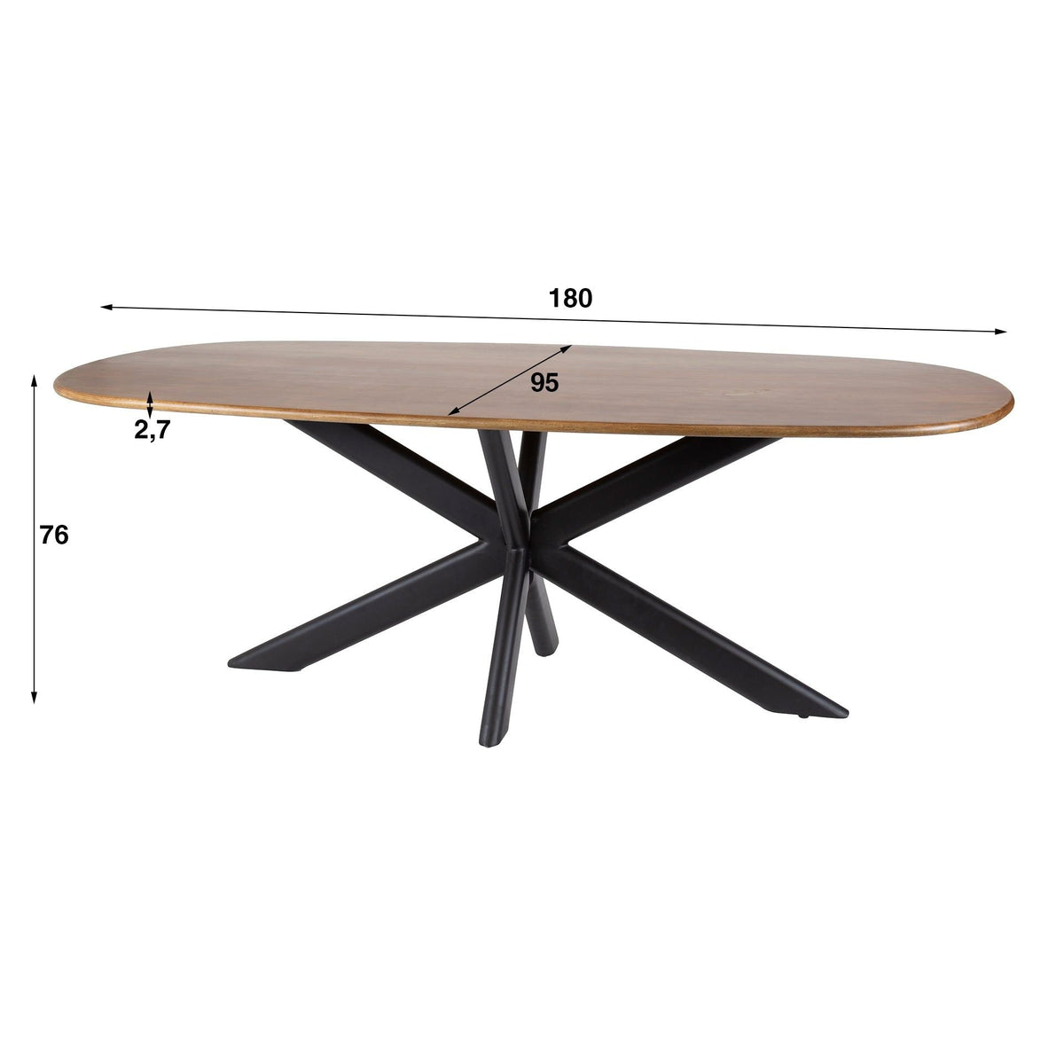 Eettafel Cliff Ovaal | Massief mango zand