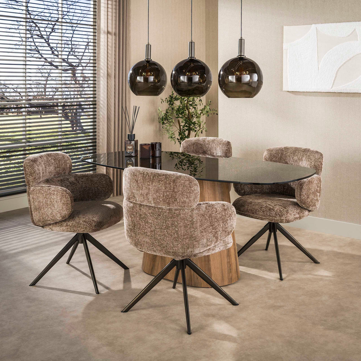 Eettafel Tinto Centro | Brons Glas