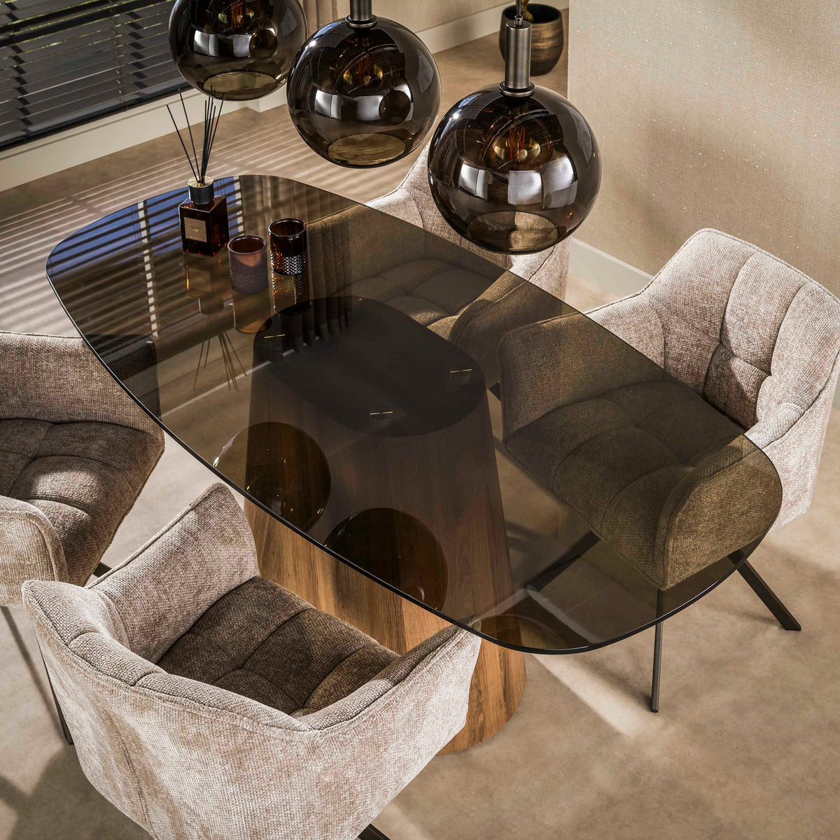 Eettafel Tinto Centro | Brons Glas