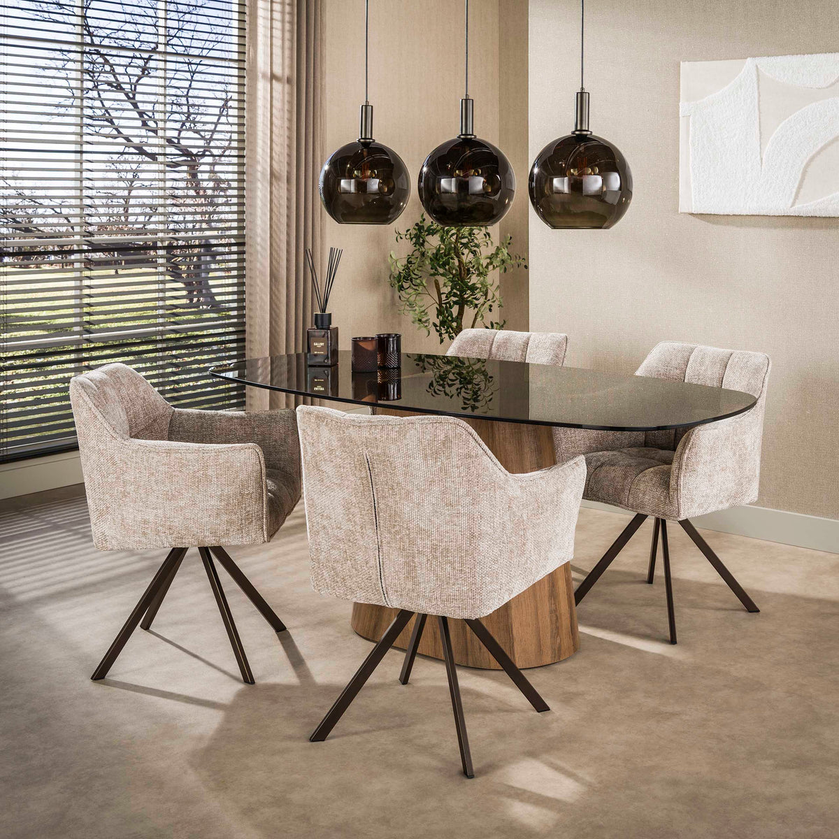 Eettafel Tinto Centro | Brons Glas