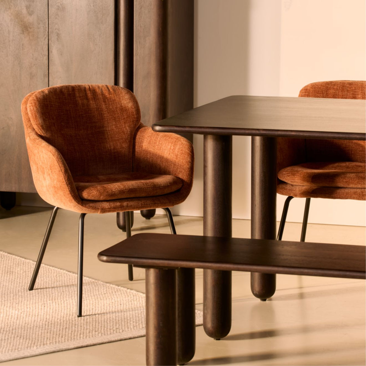 Eettafel Rondo Rechthoekig | Donkerbruin