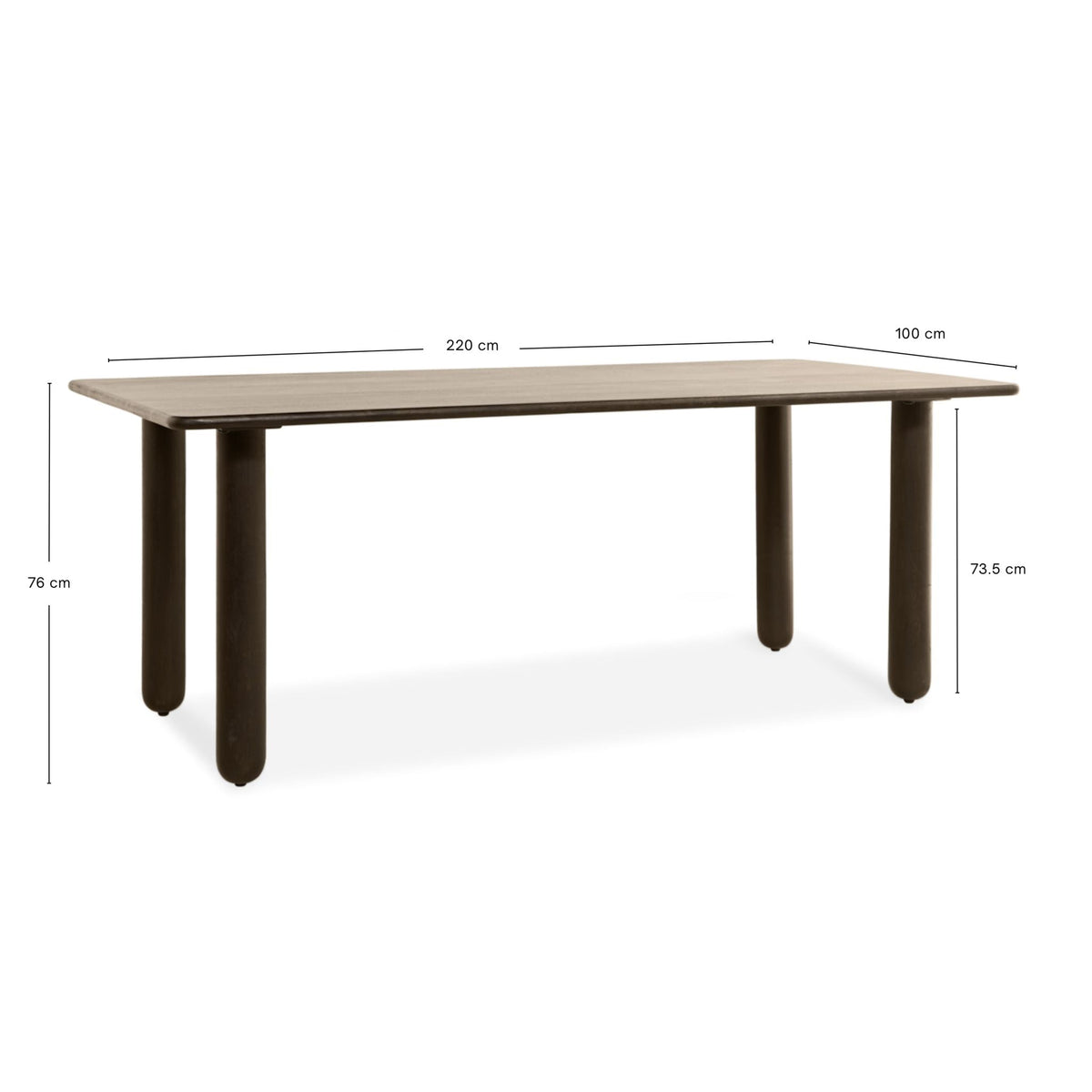 Eettafel Rondo Rechthoekig | Donkerbruin