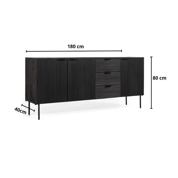 Dressoir Pristina | Zwart 180cm
