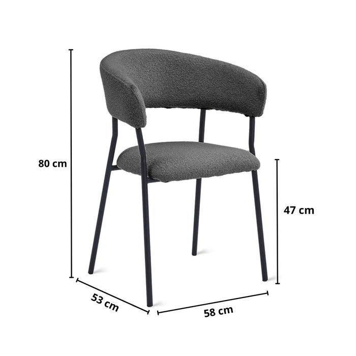 Eetkamerstoel Ava – Bouclé Antraciet