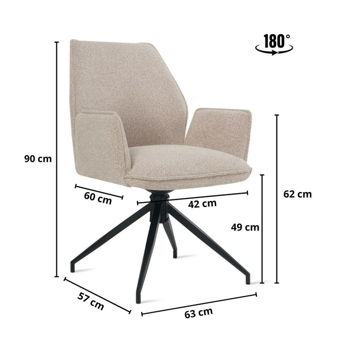 Eetkamerstoel Jill – Bouclé Taupe