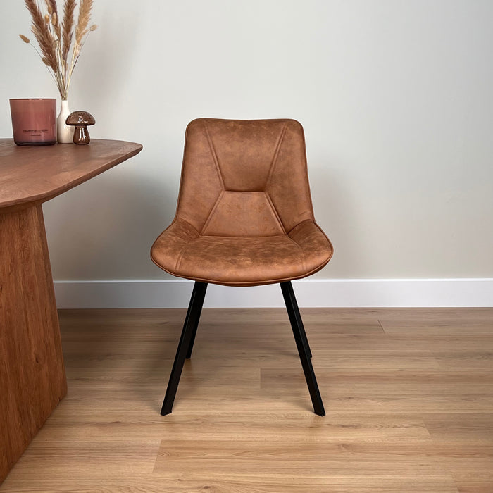 Eetkamerstoel Luna - Microvezel Cognac