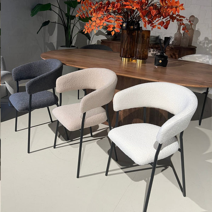 Eetkamerstoel Ava – Bouclé Antraciet