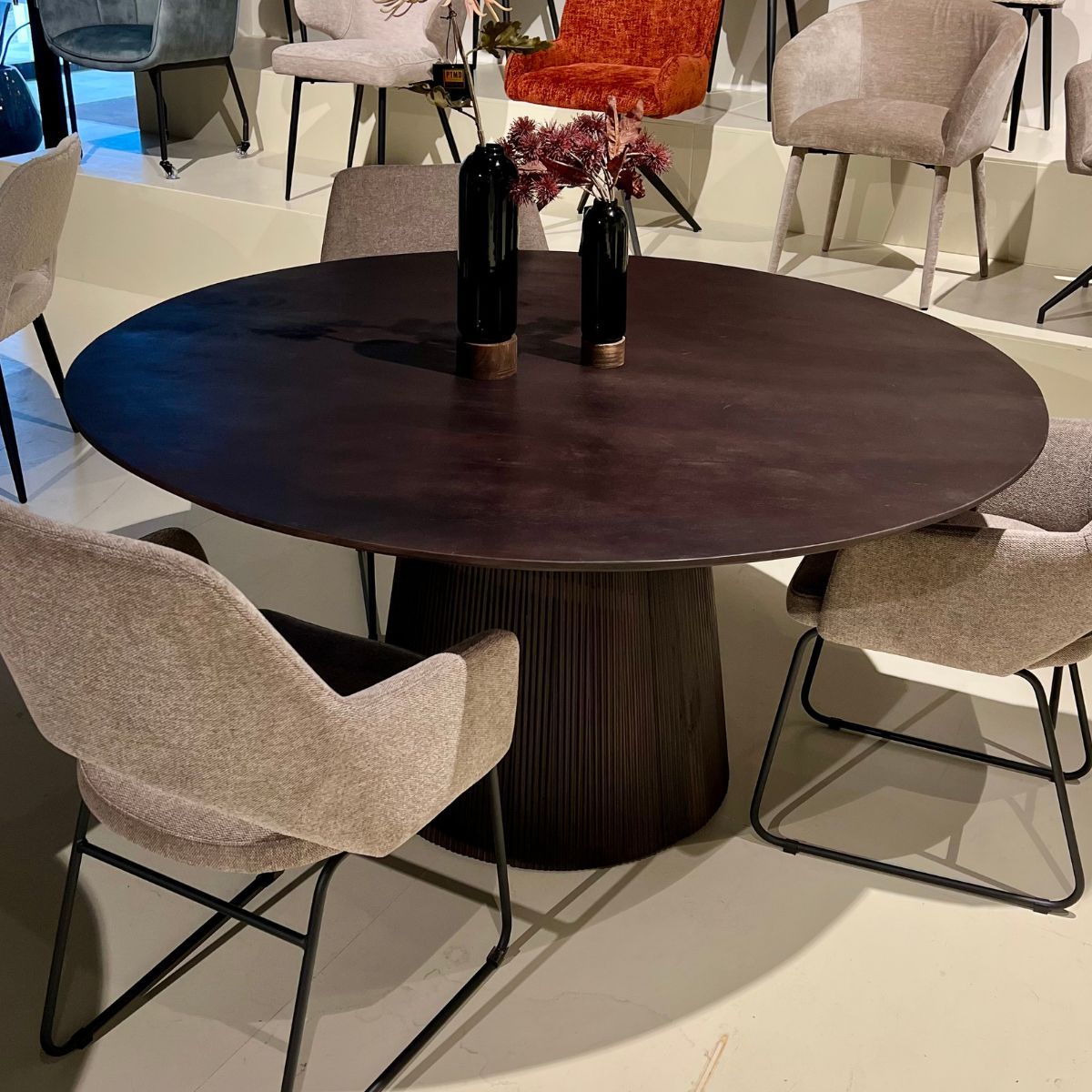 Eettafel Mokka Rond | Donkerbruin