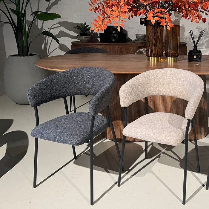 Eetkamerstoel Ava – Bouclé Antraciet