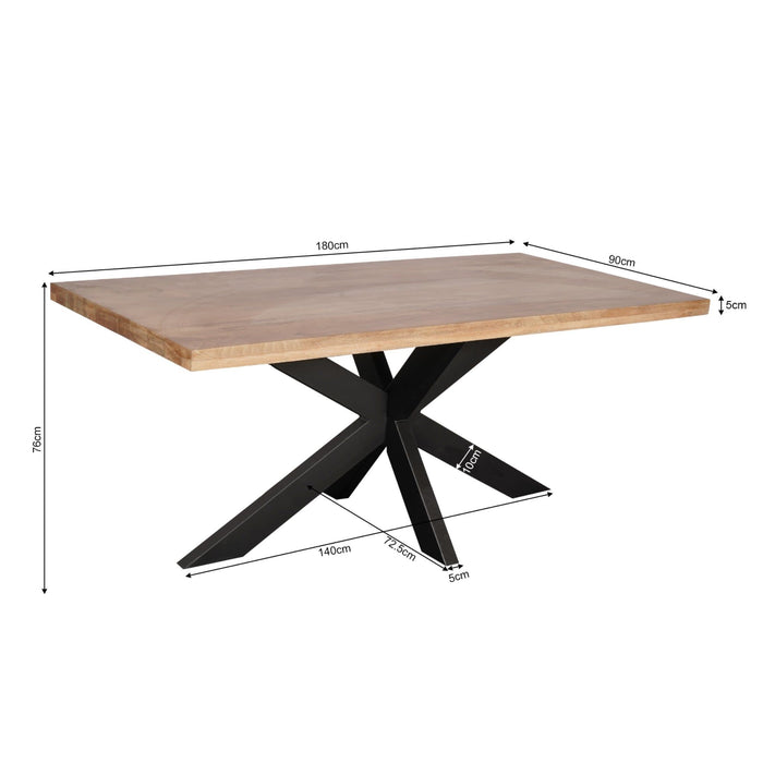 Eetkamertafel Denver Naturel - 180cm |  Recht