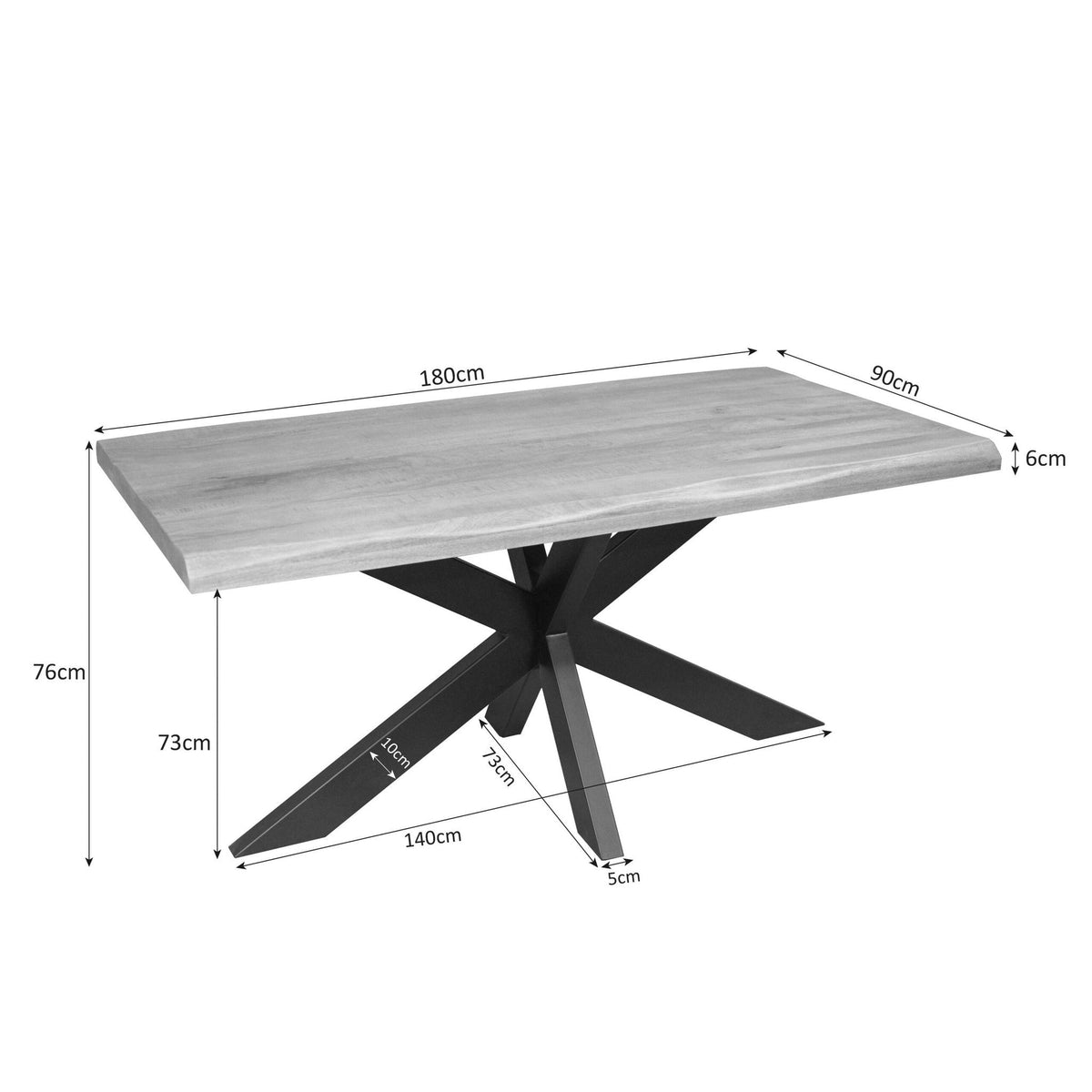 Eettafel Dakota Boomstam Rechthoekig | Naturel