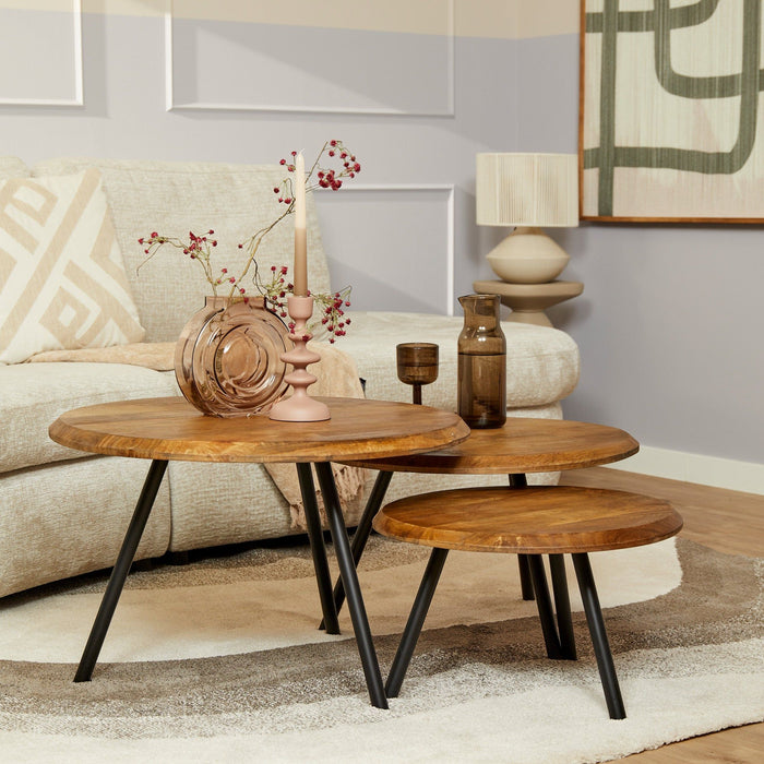 Salontafels Ohio Set Van 3 | Naturel Ø70/60/50cm