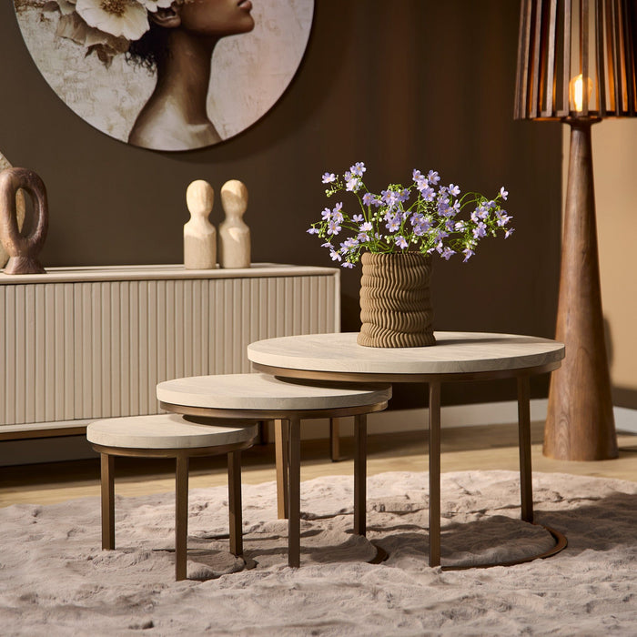 Salontafels Madison set van 3 | Sand Ø70/50/35cm