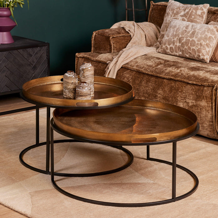Salontafel set Puck | Gold Ø78/66cm