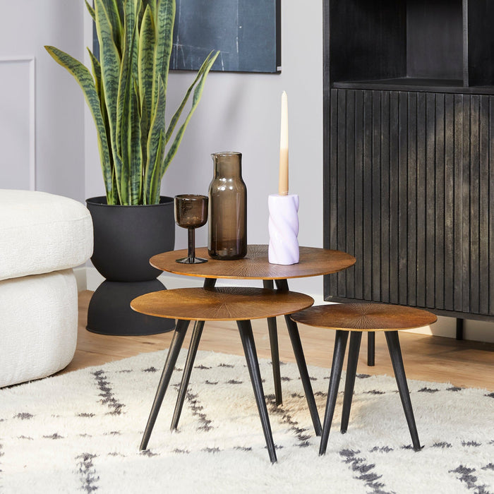 Bijzettafel Ryas Set Van 3 | Gold Ø49/41/33cm