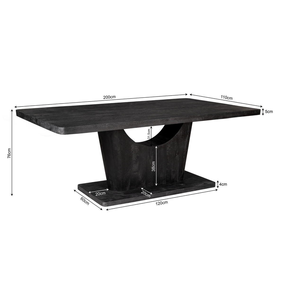 Eettafel Voco Rechthoekig | Zwart