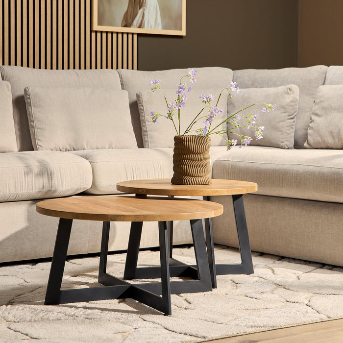 Salontafels Austin Set Van 2 | Naturel Ø70/60cm