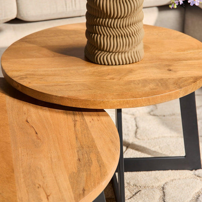 Salontafels Austin Set Van 2 | Naturel Ø70/60cm